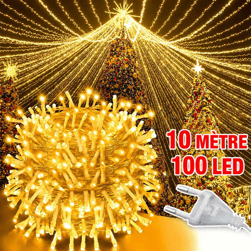 Guirlande Lumineuse LED 100 Lampes – 10 m – Blanc Chaud Clignotant