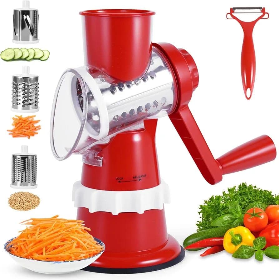 Hachoir Manuel Multifonction 4-en-1 – Râpe & Coupe-Légumes
