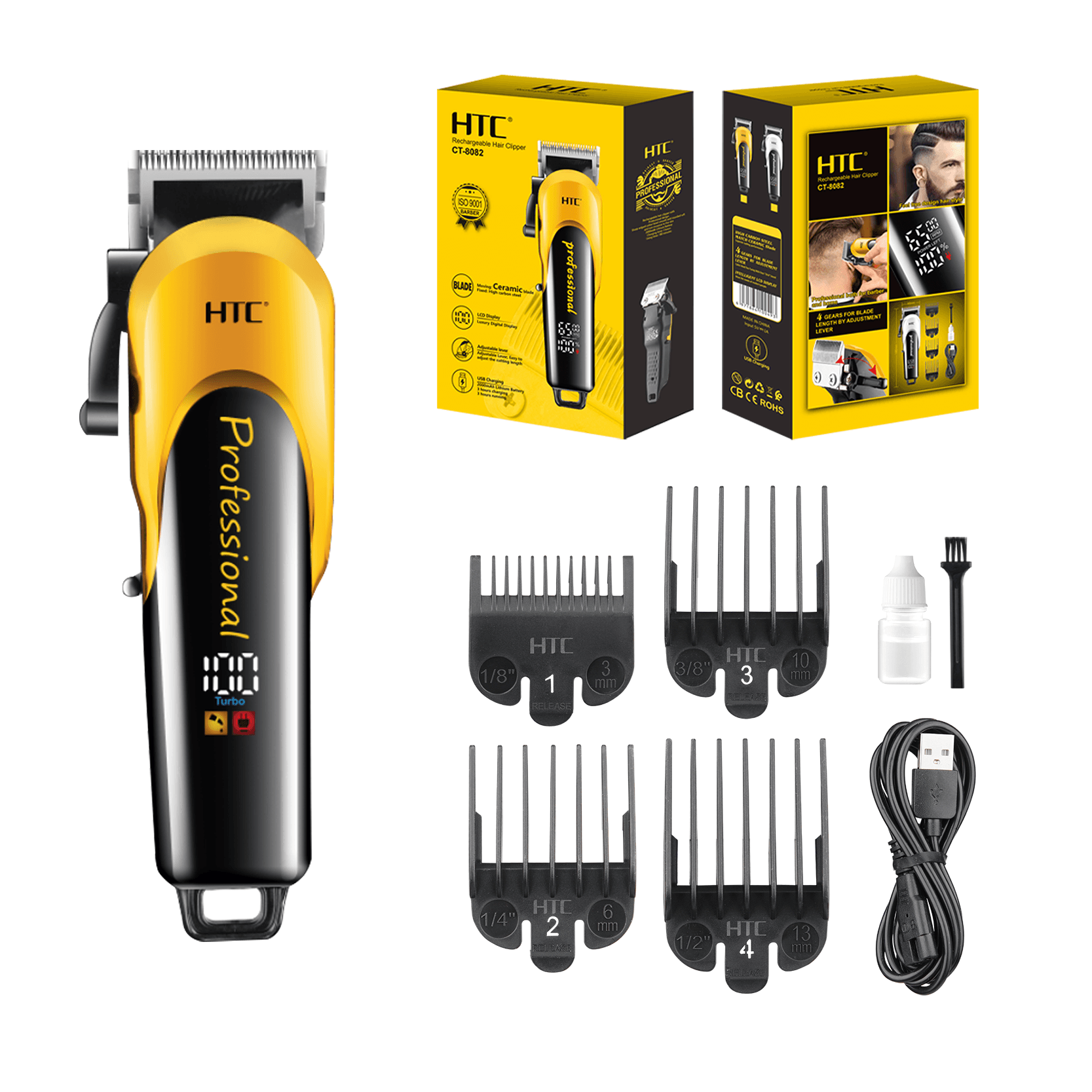 Tondeuse à Cheveux professionnel Rechargeable HTC CT-8082 – Affichage LCD