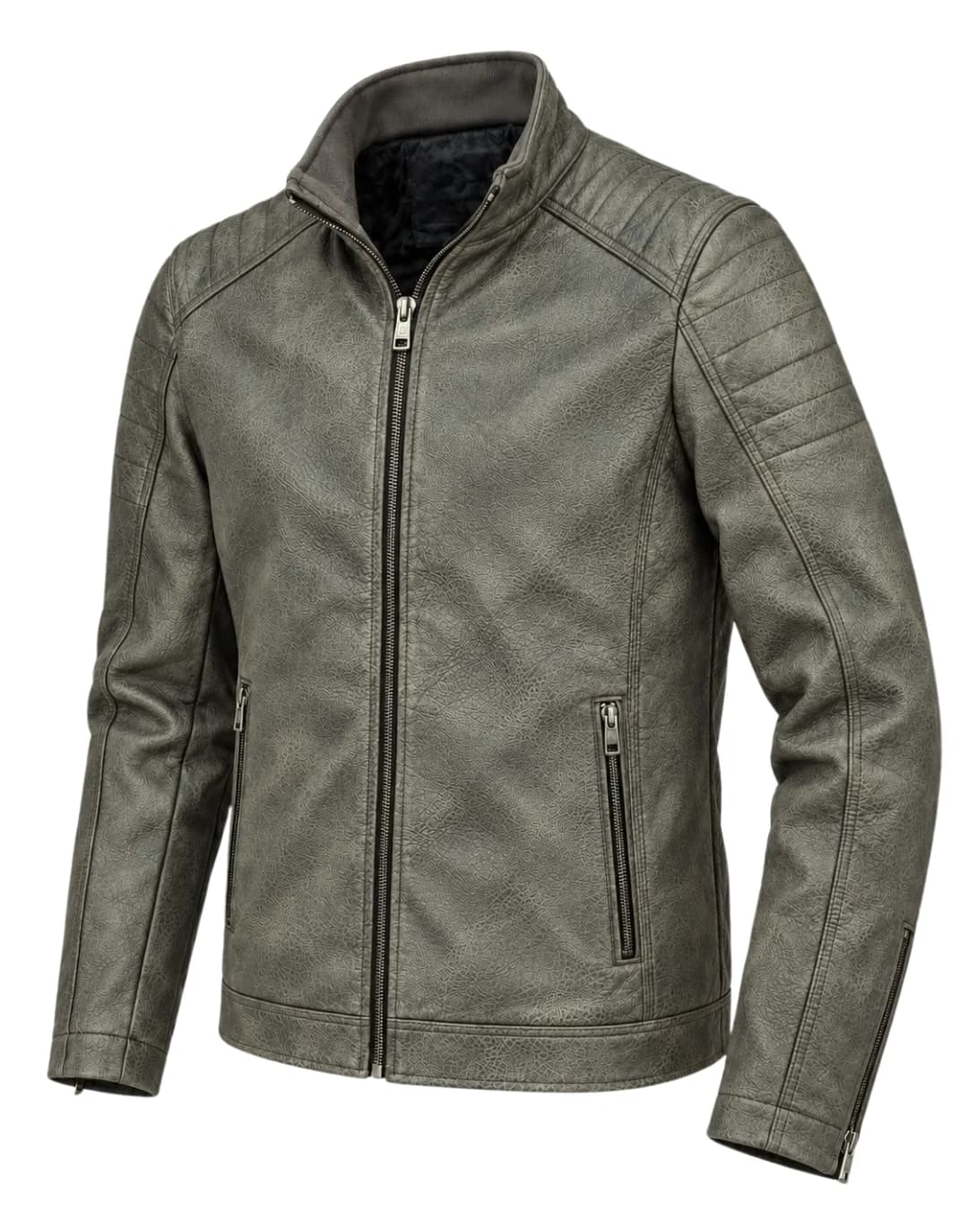 Blouson simili cuir Taupe ref 005-049