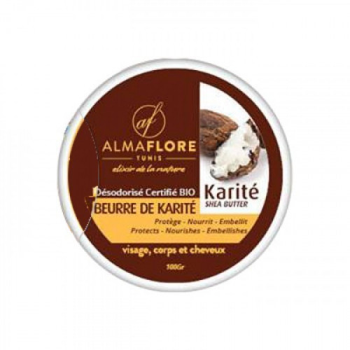 ALMAFLORE BEURRE DE KARITE DESODORISE CERTIFIE BIO 100G