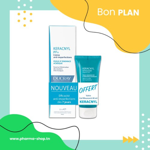 B.P DUCRAY KERACNYL PP+ CREME ANTI-IMPERFECTIONS 30ML+KERACNYL GEL 40 ML (offert)