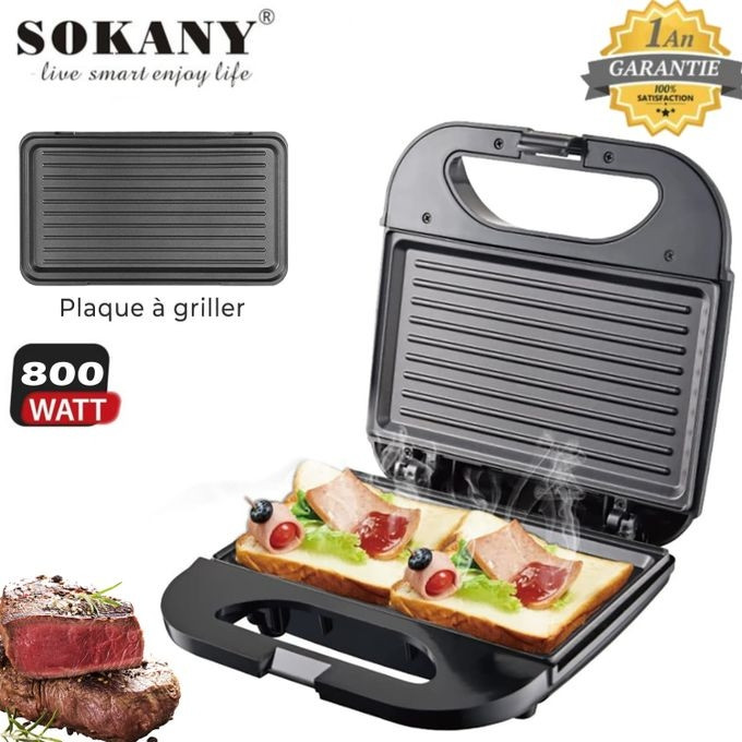 Appareil Grill Panini & Viande & Légumes 800W Noir